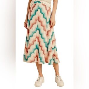 NWT- ANTHROPOLOGIE Maeve chevron knit midi skirt. 🩷💛🩵